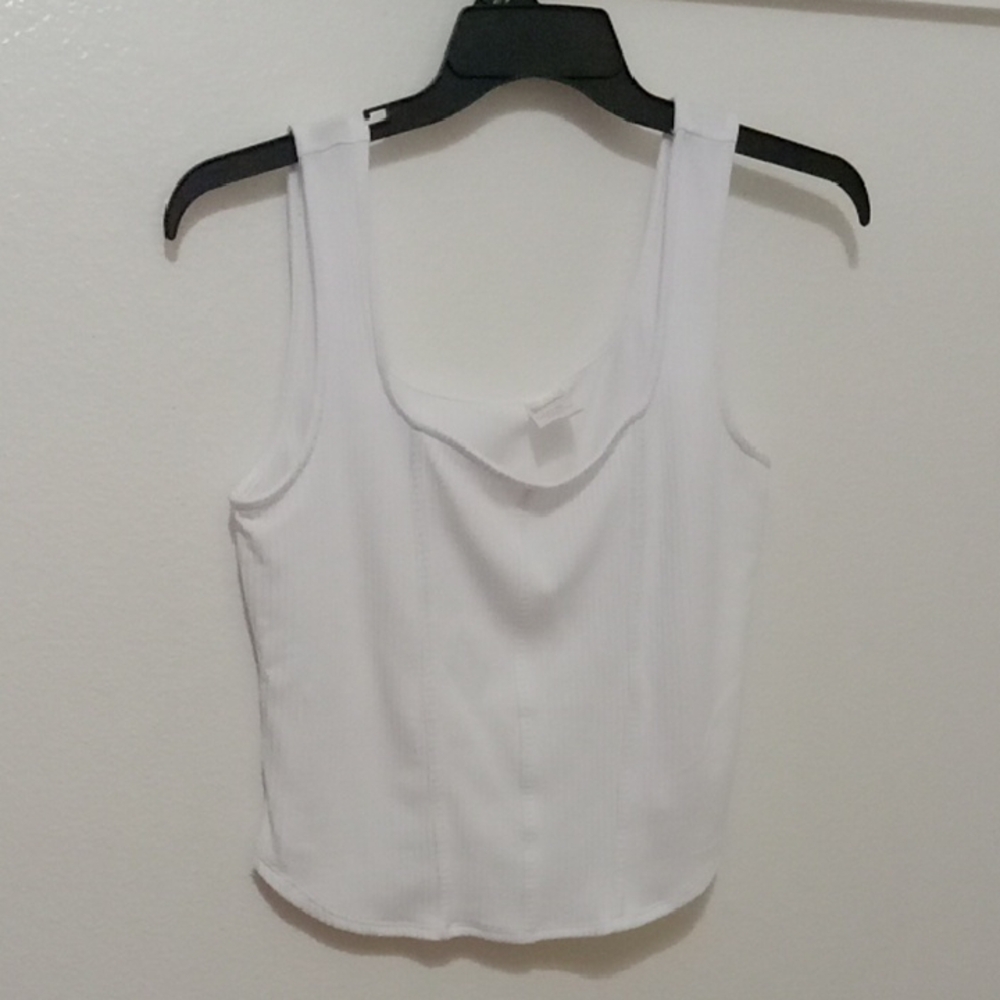 No Boundaries White Fitted Sleeveless Tank Top